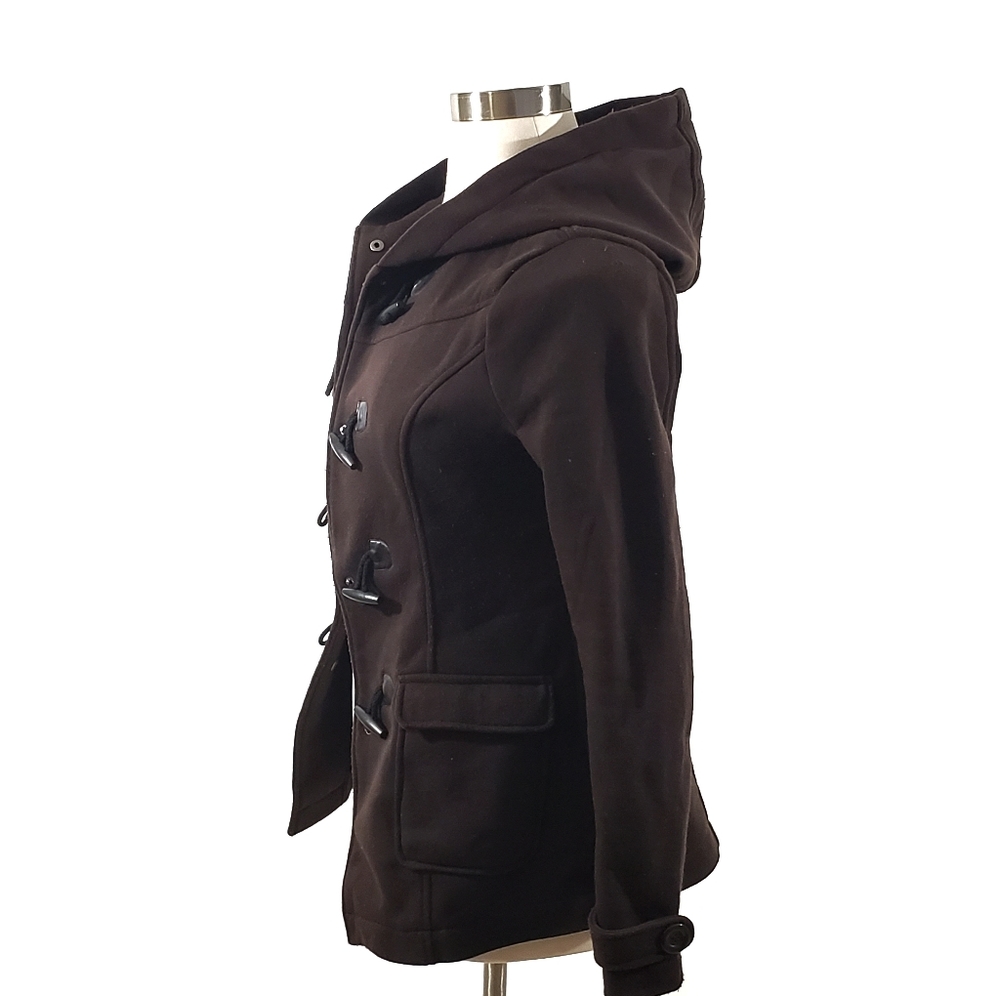 Ambiance Brown Hooded Fleece Jacket Toggle Button Cozy Fall Winter - Picture 4 of 9